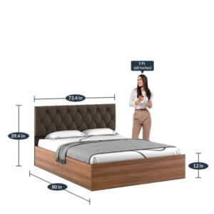 Alternative view of Comet King Size Upholstered Bed With Box Storage In Exotic Teak Finish