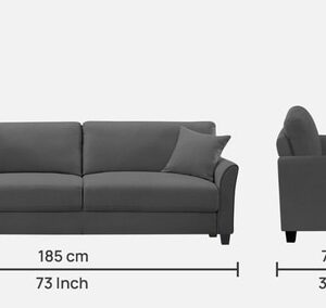 Alternative view of Daroo 3 Seater Sofa In Davy Grey Colour