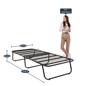 Alternative view of Dreamer Metallic Folding Bed in Black Colour
