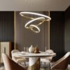 3 RING GOLD BODY MODERN DOUBLE LED CHANDELIER FOR DINING LIVING ROOM OFFICE HANGING SUSPENSION FANCY LAMP - WARM WHITE - Image 3