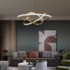 3 RING GOLD BODY MODERN DOUBLE LED CHANDELIER FOR DINING LIVING ROOM OFFICE HANGING SUSPENSION FANCY LAMP - WARM WHITE - Image 4