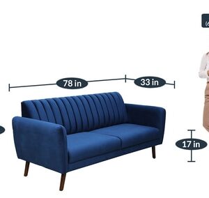 Alternative view of Fidel 3 Seater Velvet Sofa In Royal Blue Colour