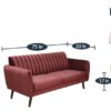 Fidel 3 Seater Velvet Sofa In Wine Red Colour - Image 2