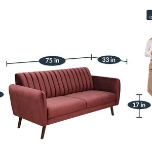 Alternative view of Fidel 3 Seater Velvet Sofa In Wine Red Colour