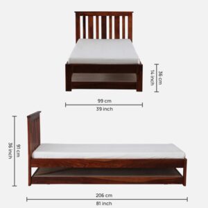 Alternative view of Freya Solid Wood Single Bed with Trundle in Honey Oak Finish