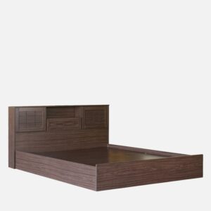 Alternative view of Hideki Blackline Queen Size Bed With Box Storage In Walnut Finish