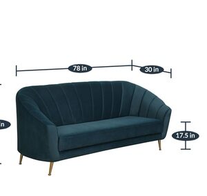 Alternative view of Kaylee 3 Seater Velvet Sofa In Teal Blue Colour