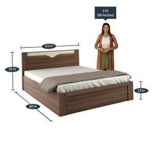 Alternative view of Kosmo Crescent Queen Size Bed with Storage in Dark Acacia Finish