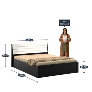 Alternative view of Kosmo Viva Queen Size Bed with Hydraulic Storage Natural Wenge finish