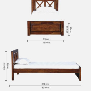 Alternative view of Kryss Solid Wood Single Bed In Provincial Teak Finish