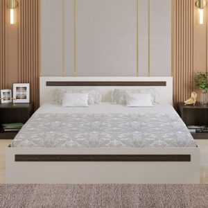 Alternative view of Maltein Queen Size Bed with Storage in Wenge & White Finish