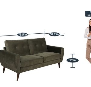 Alternative view of Merida 3 Seater Velvet Sofa In Dark Olive Colour