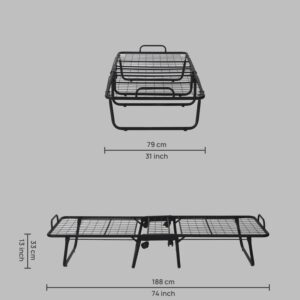 Alternative view of Metallika Istanbul Folding Bed with Mattress in Black Colour