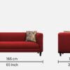 Niki 3 Seater Sofa In Blood Maroon Colour - Image 2