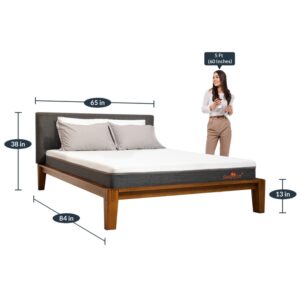 Alternative view of Ohayo Upholstered Queen Size Bed in Light Walnut Colour