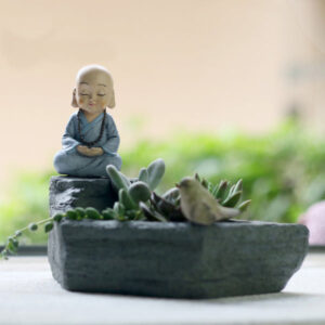 Alternative view of Meditating Monk Resin Succulent Pot