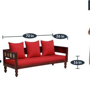 Alternative view of Siramika Solid Wood 3 Seater Sofa In Honey Oak Finish
