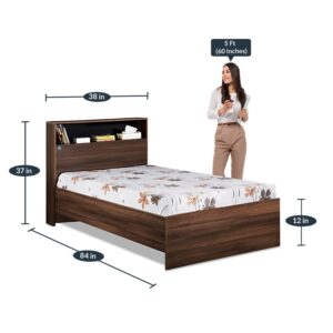 Alternative view of Urban Single Bed With Head Board Shelf in Acacia Dark & Black Finish