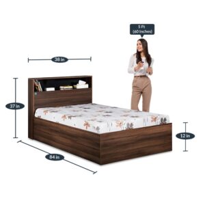 Alternative view of Urban Single Bed with Head Board Shelf & Storage in Acacia Dark & Black Finish