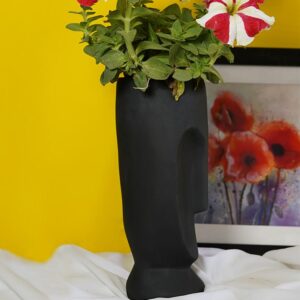 Alternative view of Beautiful Face Planter Set of 2 Outdoor/Indoor Vase, Black Color